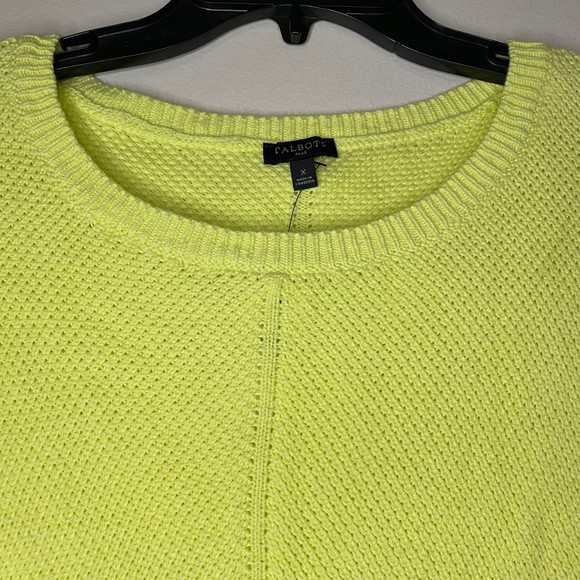 NEW TALBOTS womans plus sz 1X 100% pima cotton open knit yellow pullover sweater - Picture 2 of 10